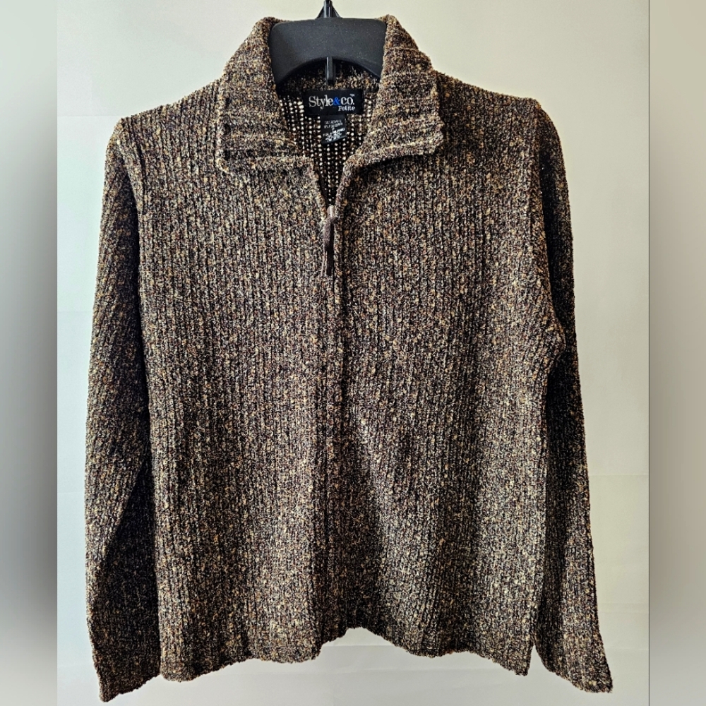 NWOT Style & Co Petite Brown Chenille Cardigan - Size Petite